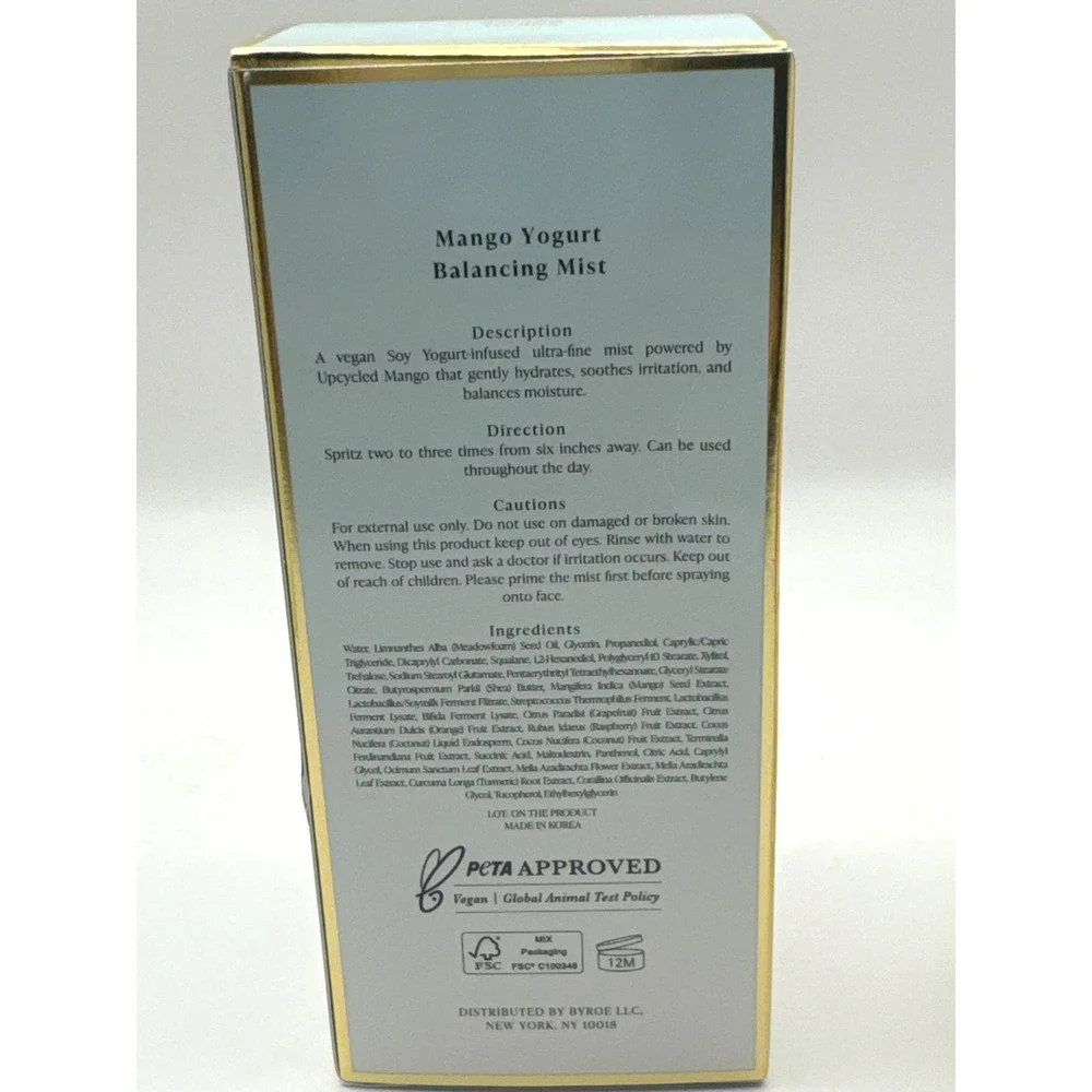 BYROE New York Mango Yogurt Balancing Mist Vegan Face Toner‎ Skincare